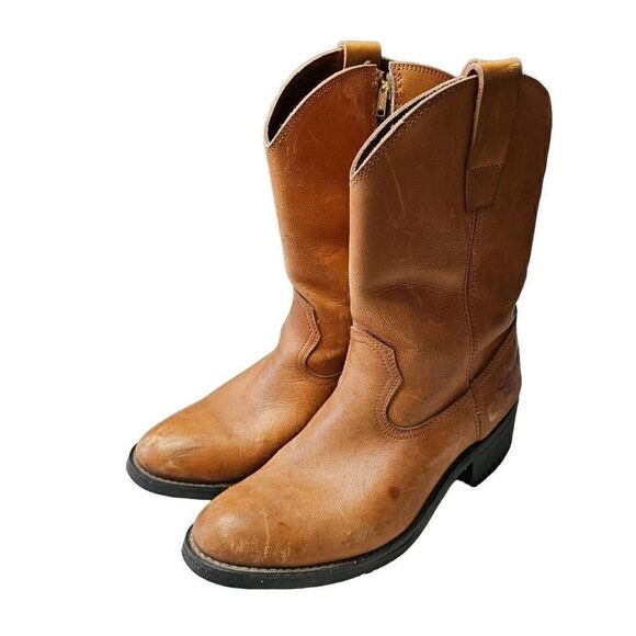 Texas Steer Leather Steel Toe Work Boot. Buckskin Size 7 main image 10